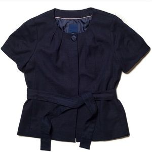 J. Crew Navy Short Sleeve Tie Front Blazer